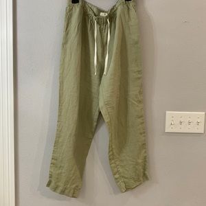 Ladies H&M Khaki Size L Linen Pants w/Elastic Drawstring Waist and pockets.